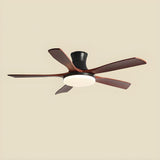Living Room 5 Blade Wood Ceiling Fan with LED Light Image - 10
