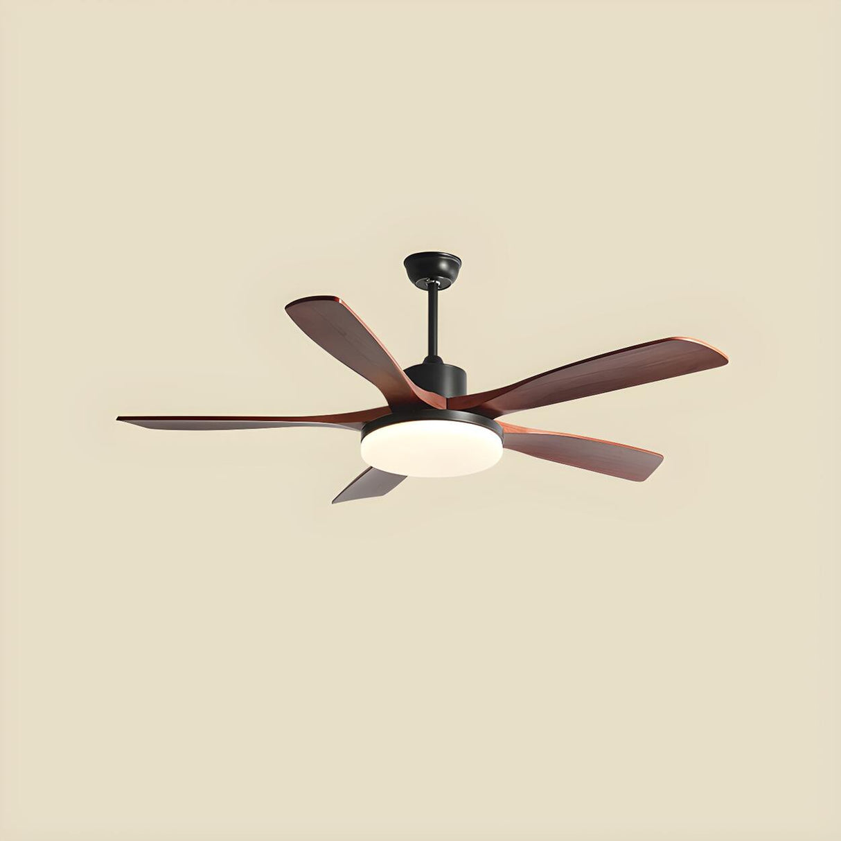 Living Room 5 Blade Wood Ceiling Fan with LED Light Image - 11
