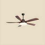 Living Room 5 Blade Wood Ceiling Fan with LED Light Image - 11