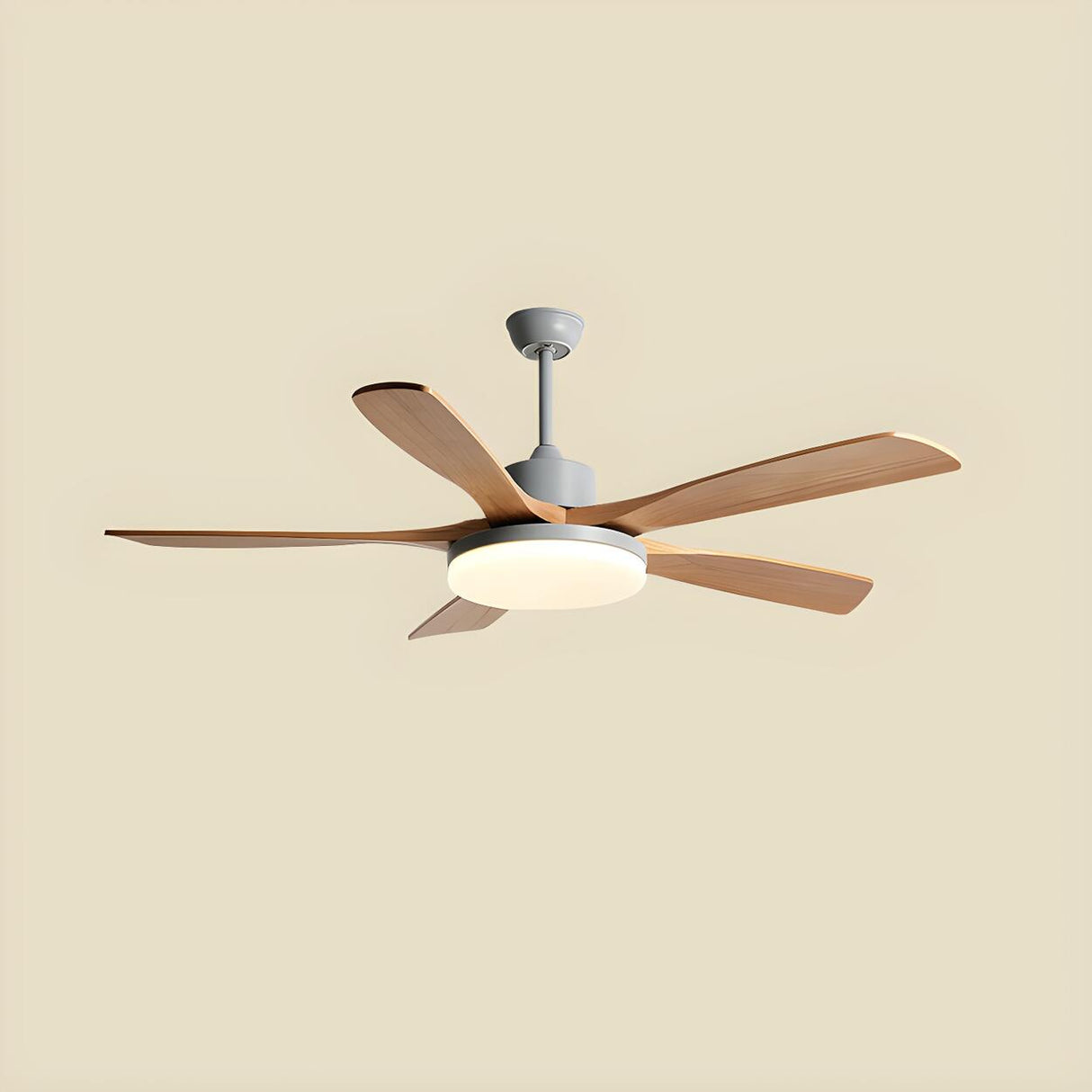 Living Room 5 Blade Wood Ceiling Fan with LED Light Image - 13