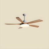 Living Room 5 Blade Wood Ceiling Fan with LED Light Image - 13