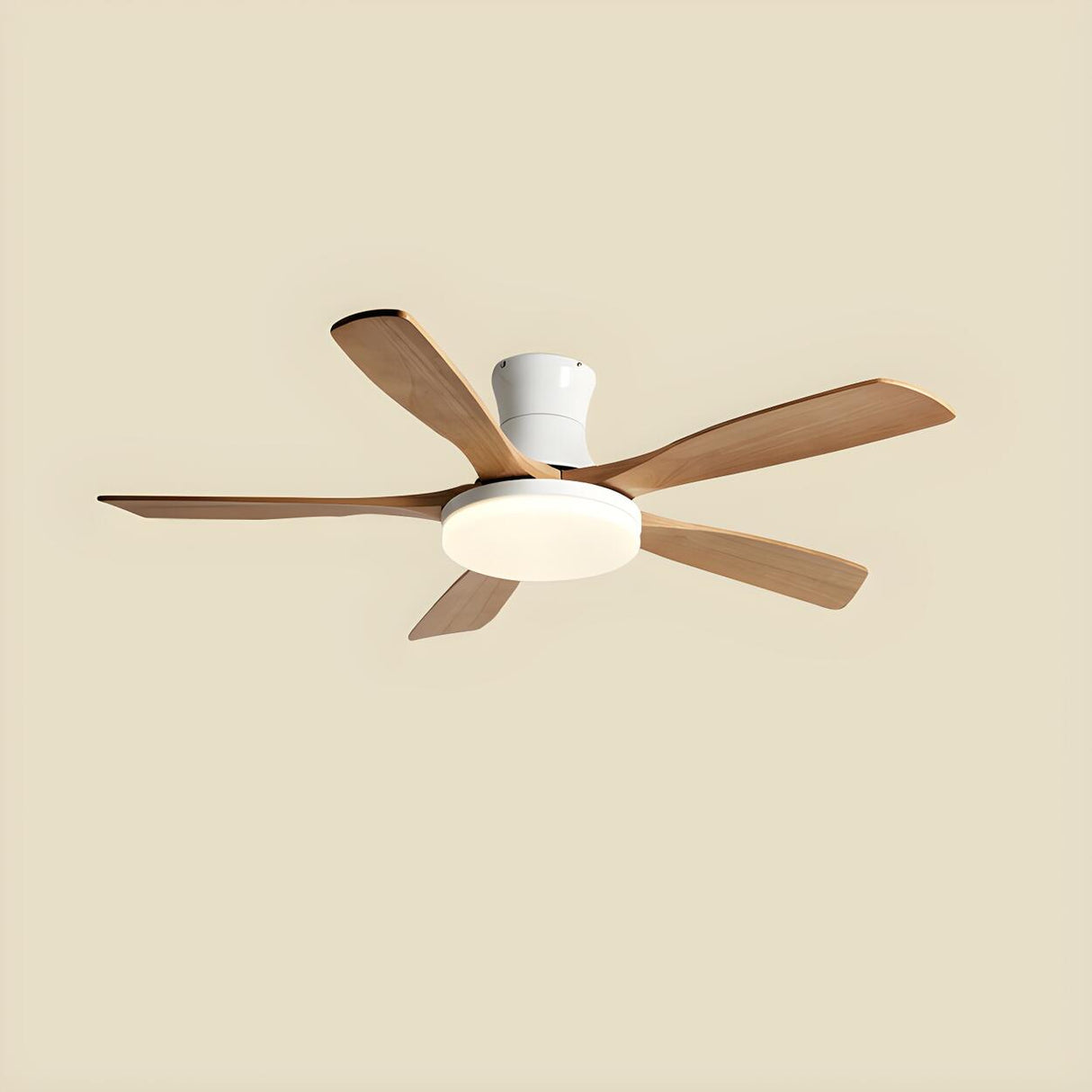 Living Room 5 Blade Wood Ceiling Fan with LED Light Image - 14
