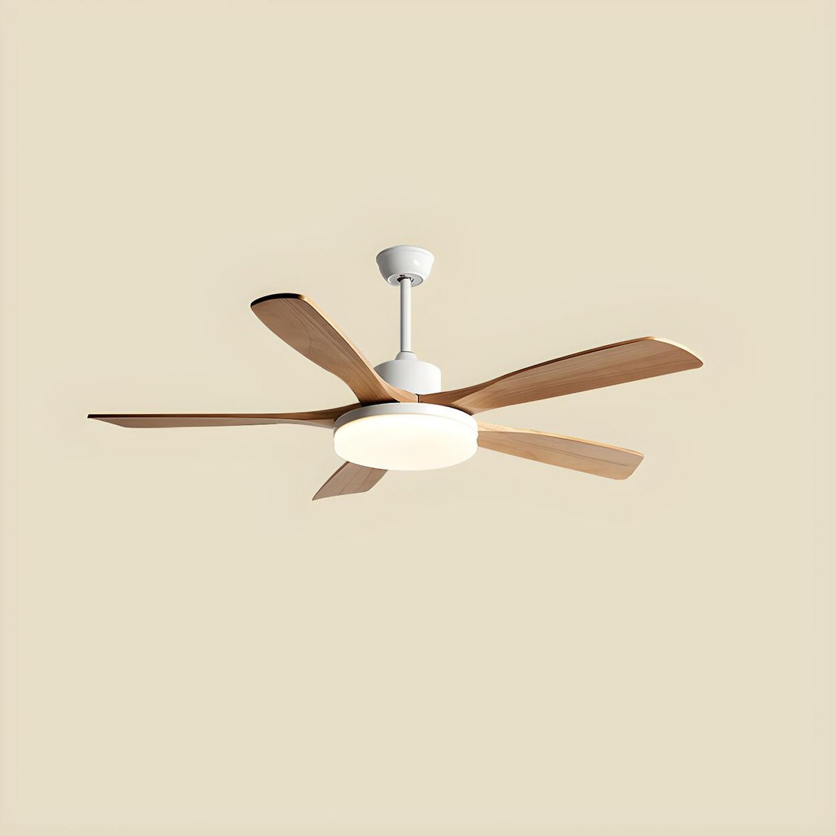 Living Room 5 Blade Wood Ceiling Fan with LED Light Image - 15