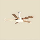 Living Room 5 Blade Wood Ceiling Fan with LED Light Image - 15