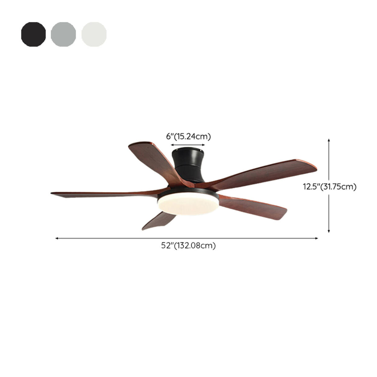 Living Room 5 Blade Wood Ceiling Fan with LED Light Image - 20
