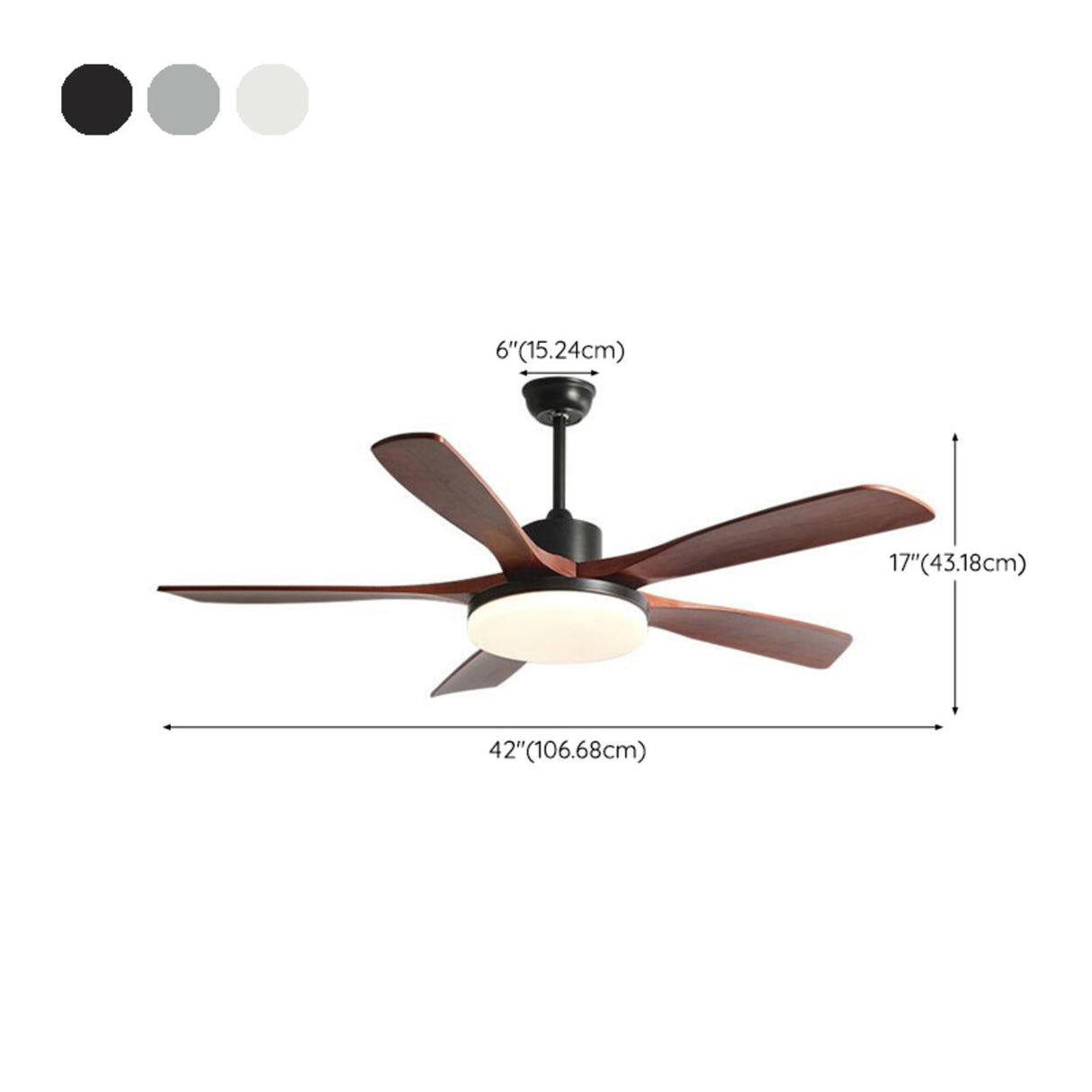Living Room 5 Blade Wood Ceiling Fan with LED Light Image - 22
