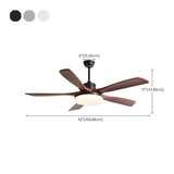 Living Room 5 Blade Wood Ceiling Fan with LED Light Image - 22