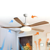 Living Room 5 Blade Wood Ceiling Fan with LED Light Image - 8