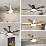 Living Room 5 Blade Wood Ceiling Fan with LED Light Image - 9