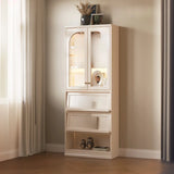 Living Room Arched Glass White Large Display Cabinet Image - 6