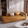 Living Room Beige Leather Right-Arm Chaise with Pillow Image - 3