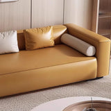 Living Room Beige Leather Right-Arm Chaise with Pillow Image - 7