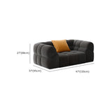 Living Room Black Chenille Biscuit Back Tuxedo Arm Sofa #size