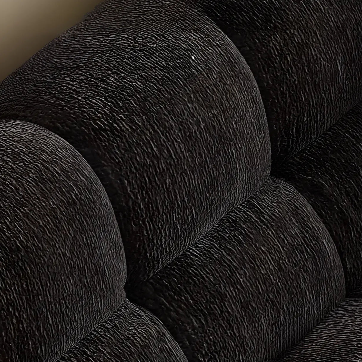 Living Room Black Chenille Biscuit Back Tuxedo Arm Sofa Image - 8