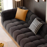 Living Room Black Chenille Biscuit Back Tuxedo Arm Sofa Image - 9