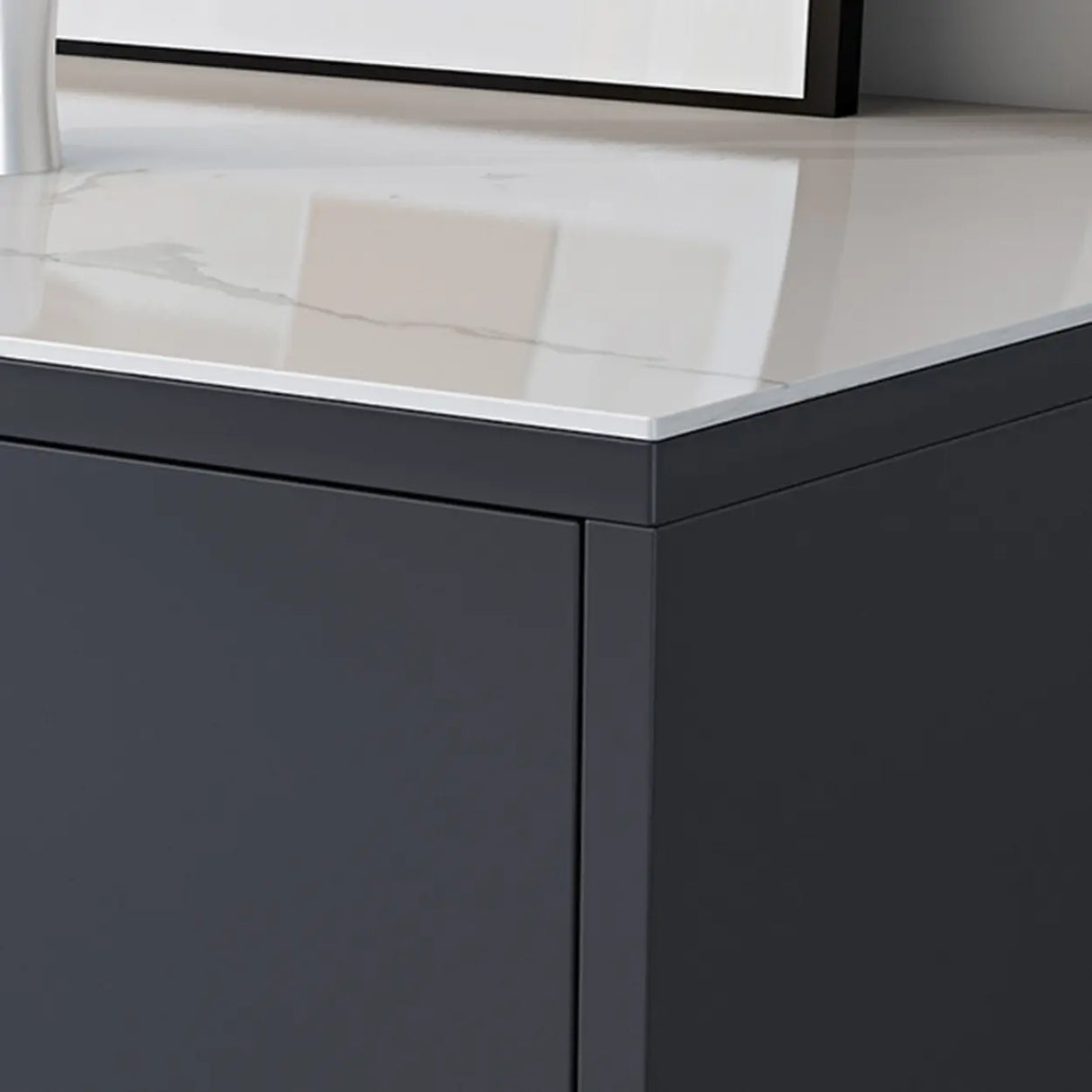 Living Room Black Glass Open Storage Cabinet TV Stand Image - 10