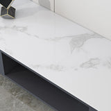 Living Room Black Glass Open Storage Cabinet TV Stand Image - 11