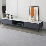 Living Room Black Glass Open Storage Cabinet TV Stand Image - 12