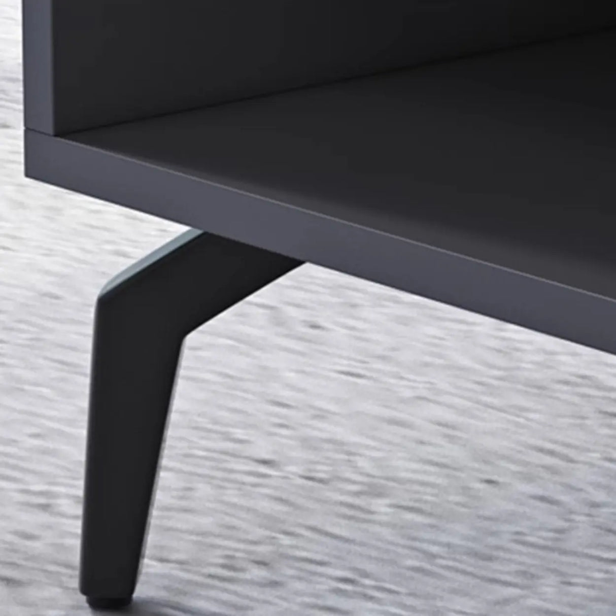 Living Room Black Glass Open Storage Cabinet TV Stand Image - 7