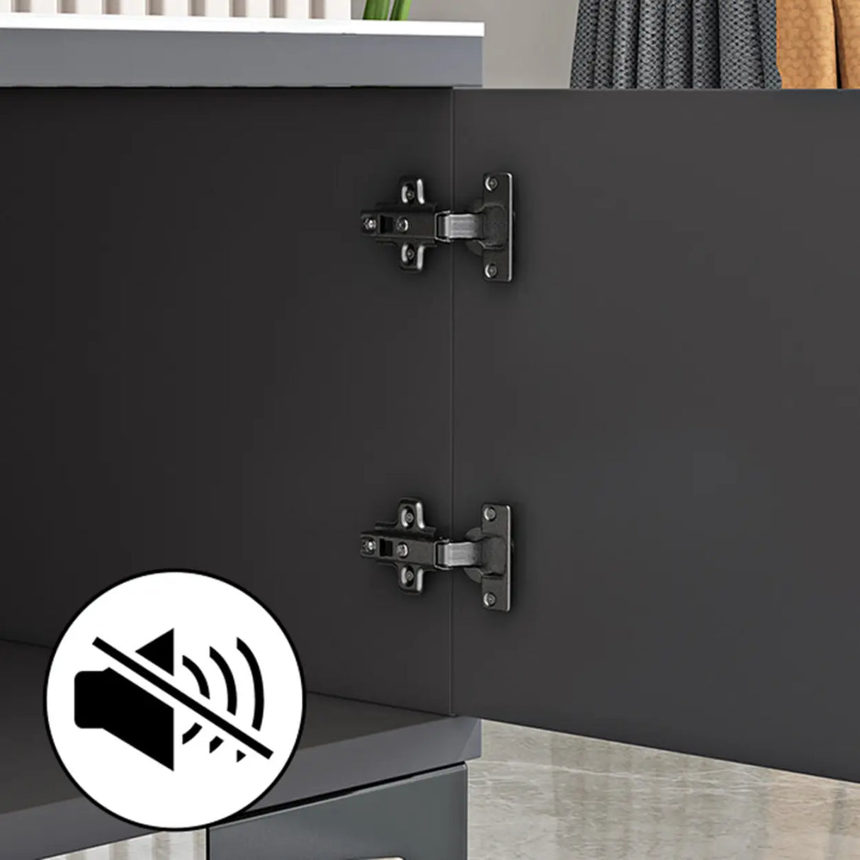 Living Room Black Glass Open Storage Cabinet TV Stand Image - 8