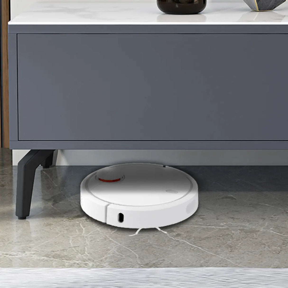 Living Room Black Glass Open Storage Cabinet TV Stand Image - 9