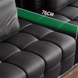 Living Room Black Leather Wood Frame Sofa with Arms Image - 10