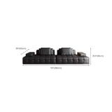 Living Room Black Leather Wood Frame Sofa with Arms #size