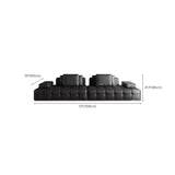 Living Room Black Leather Wood Frame Sofa with Arms Image - 12