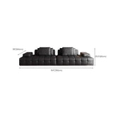 Living Room Black Leather Wood Frame Sofa with Arms Image - 15