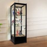 Living Room Black Metal Clear Glass Display Cabinet Image - 2