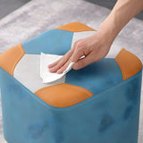 Living Room Blue-Orange Cube Upholstered Small Ottoman Image - 12