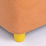 Living Room Blue-Orange Cube Upholstered Small Ottoman Image - 14