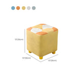 Living Room Blue-Orange Cube Upholstered Small Ottoman #size