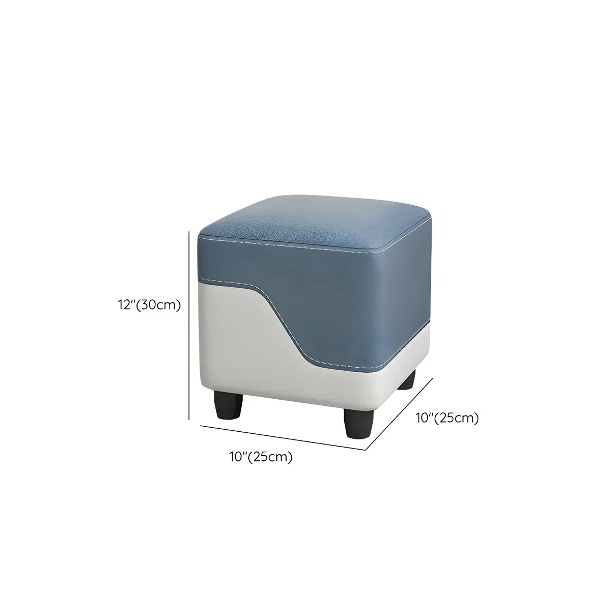 Living Room Blue-Orange Cube Upholstered Small Ottoman Image - 17