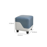Living Room Blue-Orange Cube Upholstered Small Ottoman Image - 17