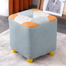 Living Room Blue-Orange Cube Upholstered Small Ottoman Image - 5