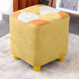 Living Room Blue-Orange Cube Upholstered Small Ottoman Image - 7