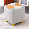 Living Room Blue-Orange Cube Upholstered Small Ottoman Image - 9