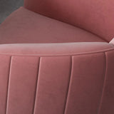 Living Room Blue Pink Flannel Curved Back Accent Chair Image - 10