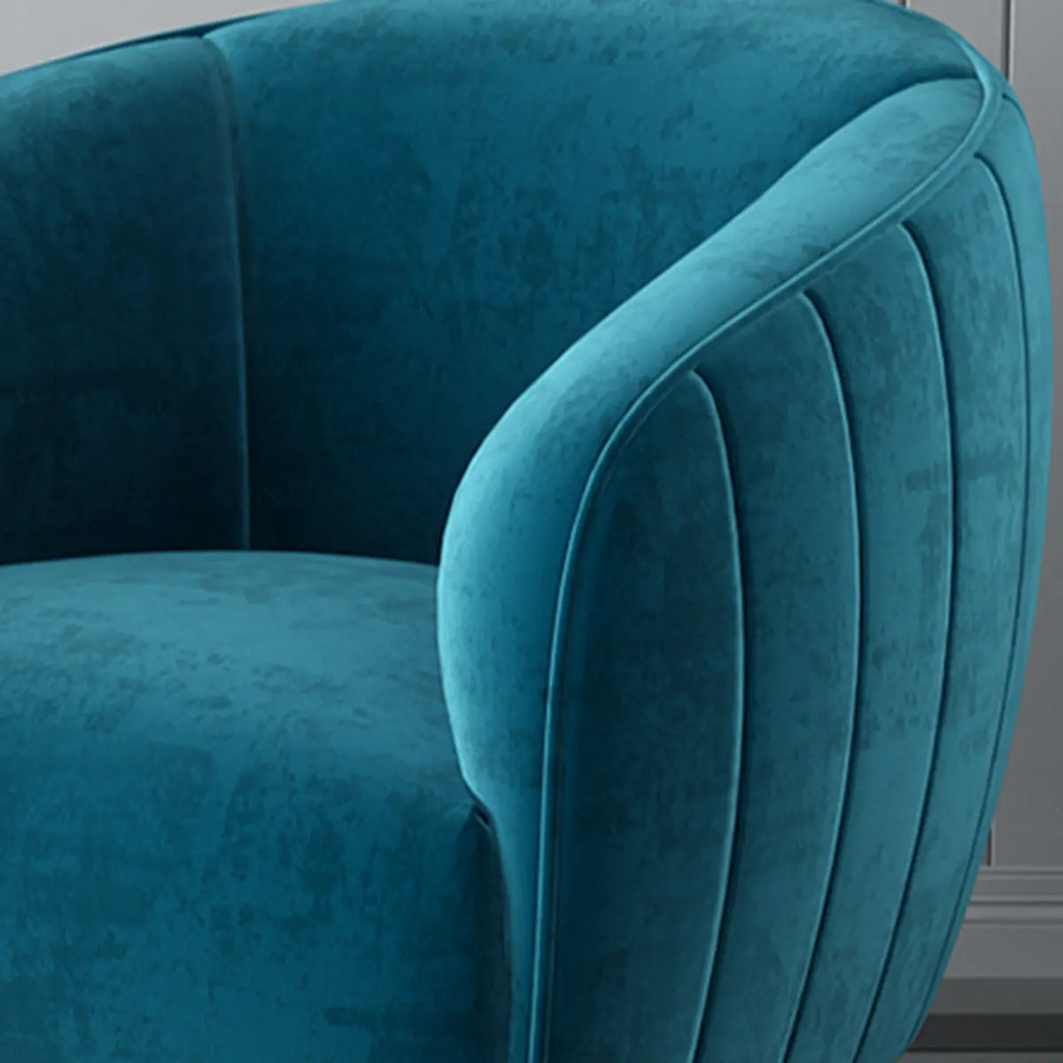 Living Room Blue Pink Flannel Curved Back Accent Chair Image - 11