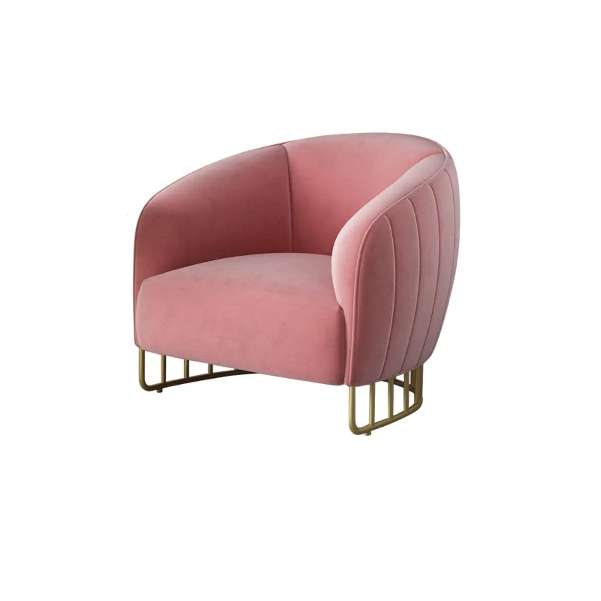 Living Room Blue Pink Flannel Curved Back Accent Chair Image - 2