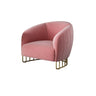 Living Room Blue Pink Flannel Curved Back Accent Chair Image - 2