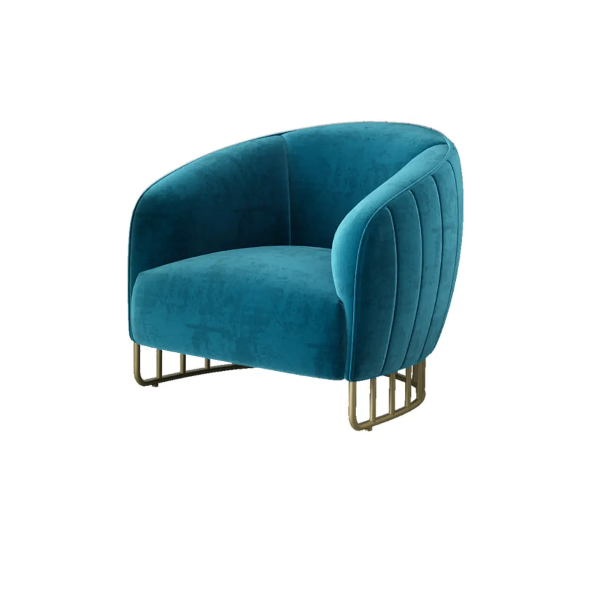 Living Room Blue Pink Flannel Curved Back Accent Chair Image - 3
