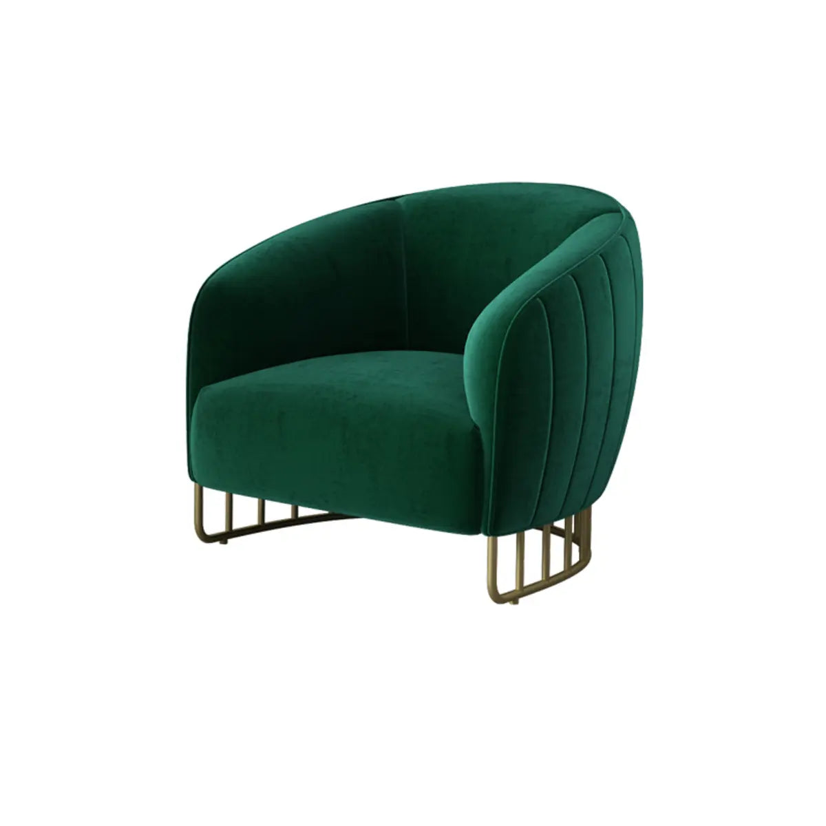 Living Room Blue Pink Flannel Curved Back Accent Chair Image - 5
