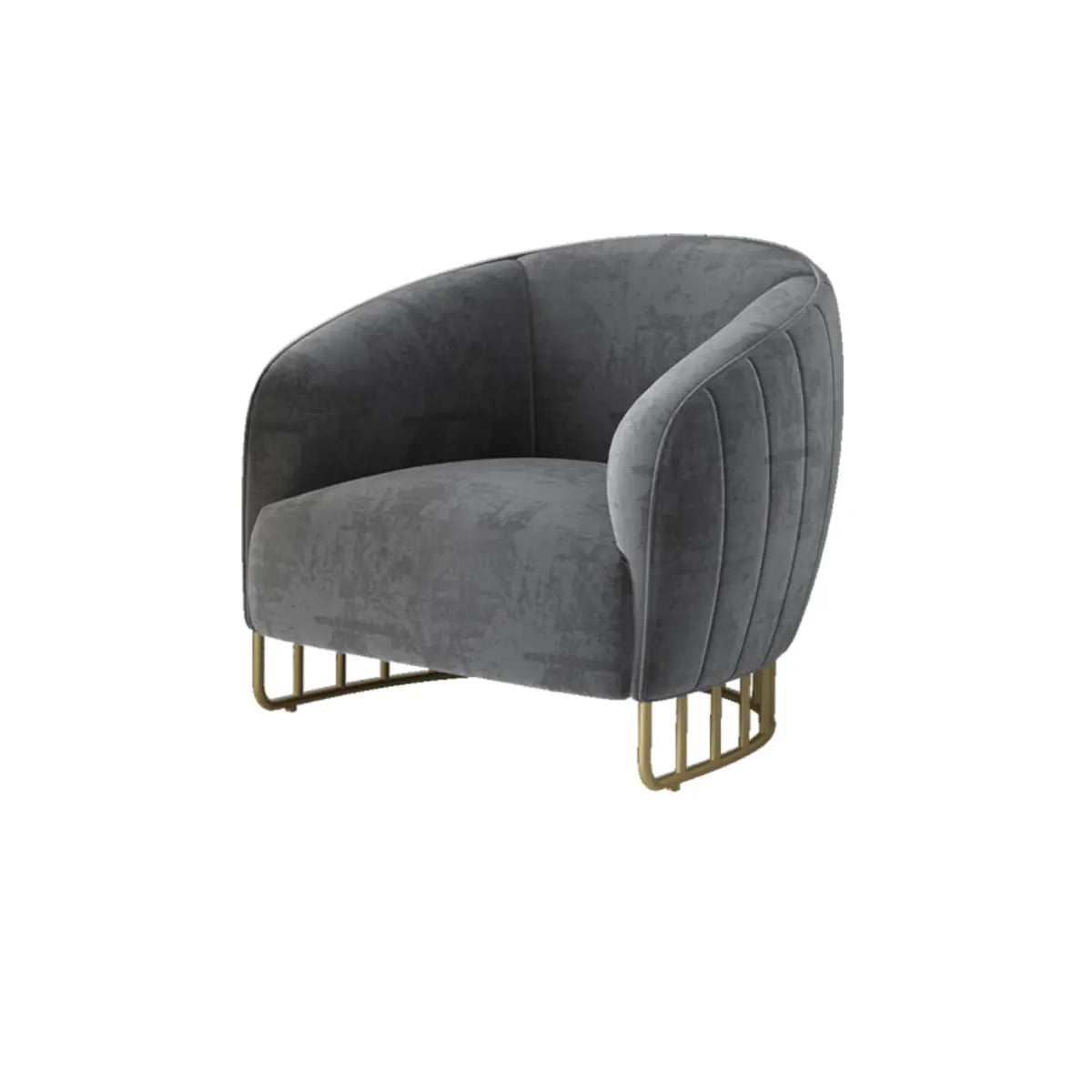 Living Room Blue Pink Flannel Curved Back Accent Chair Image - 7