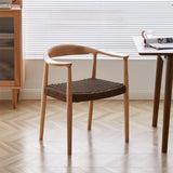 Living Room Braided Rope Open Wood Dining Chair Beige Image - 15