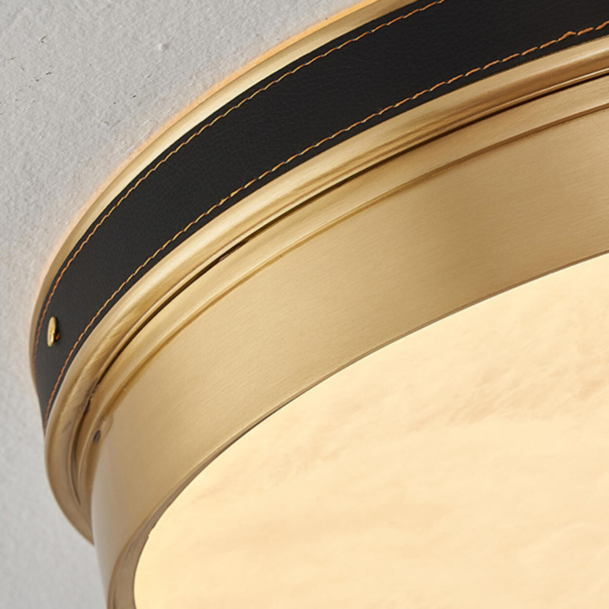 Living Room Brass Metal Cylinder Flush Mount Light Image - 9