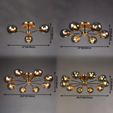 Living Room Bubble Glass Semi-Flush Mount Light 8-Light Image - 11