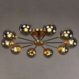 Living Room Bubble Glass Semi-Flush Mount Light 8-Light Image - 2