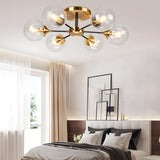 Living Room Bubble Glass Semi-Flush Mount Light 8-Light Image - 5
